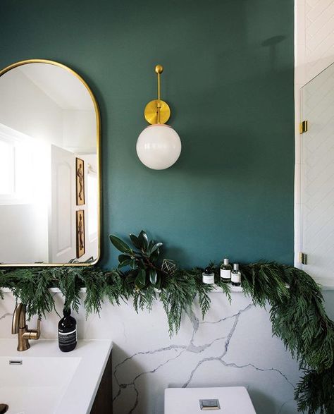 Behr Forest Edge Forest Green Bathroom, Green Bathroom Design, Emerald Green Paint, Blue Bedroom Paint, Bathroom Paneling, Behr Paint Colors, Bathroom Color Schemes, Green Paint Colors, Bathroom Color