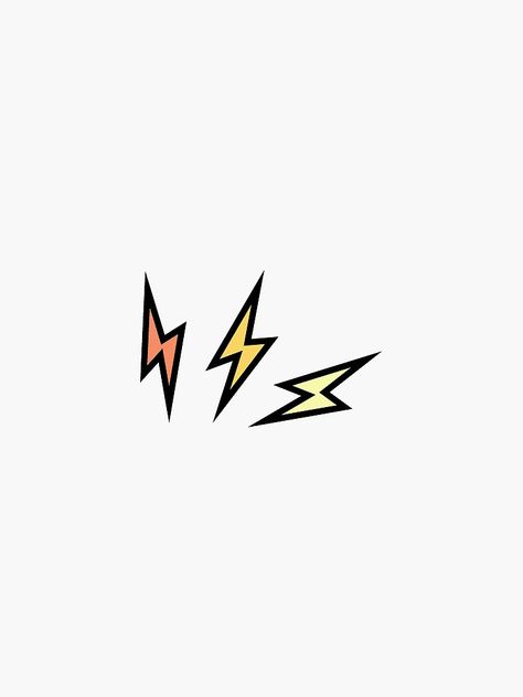 "triple lightning bolt zap" Sticker by sydjofa | Redbubble Lightning Bolt Tattoo, Bolt Tattoo, Lightning Bolt Design, Yellow Aesthetic Pastel, Lighthouse Tattoo, Tattoo Filler, Nature Photography Tips, Polaroid Wall, Wedding Tattoos