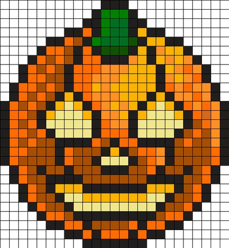 Jack O Lantern Perler Bead Pattern | Bead Sprites | Misc Fuse Bead Patterns Kandi Cuffs, Fuse Bead Patterns, Pony Bead Patterns, Pattern Maker, Kandi Patterns, Bead Sprite, Photo Pattern, Bead Pattern, Perler Patterns