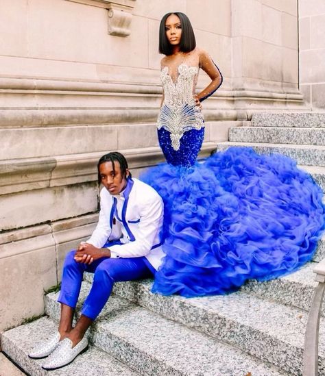 Dresses Ruffles, Blue Mermaid Prom Dress, Prom Inspiration, Prom Couples, Formal Prom Dresses Long, African Prom Dresses, Prom Girl Dresses, Senior Prom Dresses, Royal Blue Prom Dresses