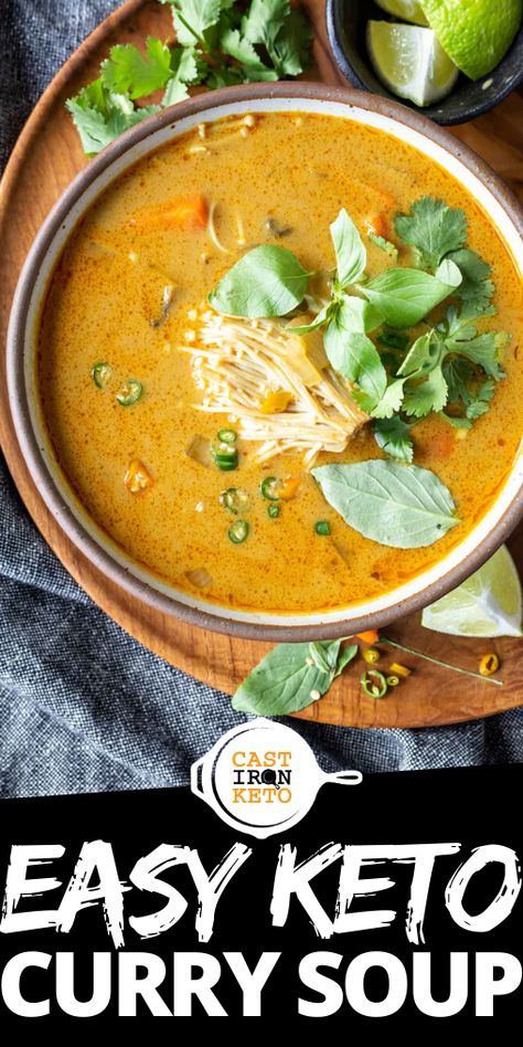 Curry Soup Recipes, Keto Curry, Chicken Curry Soup, Low Calorie Soup, Keto Biscuits, Curry Soup, Keto Soup, Low Carb Soup, Vegetarian Soup