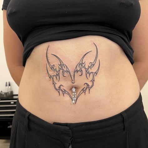 bookings for july open 💟 #berlintattoo #cybertribal #bellytattoo Around The Belly Button Tattoo, Around Belly Button Tattoos For Women, Belly Button Tattoos, Belly Button Tattoo, Belly Tattoos, Belly Tattoo, Beautiful Dresses For Women, Tattoo Inspo, Black Tattoos