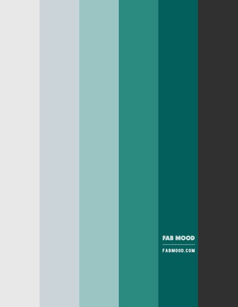 Charcoal and Teal Green Colour Scheme For Powdery Bedroom Green Silver Color Palette, Teal Pantone Colour Palettes, Dark Turquoise Palette, Teal Green Pantone, Teal Branding Colour Palettes, Dark Teal Hex Code, Silver Color Palette, Palette Wall, Teal Color Palette