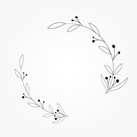 Leaf Boarder Designs, Frame Border Tattoo, Floral Wreath Tattoo, Border Embroidery Designs Patterns, Flower Wreath Drawing, Flower Frame Embroidery, Border Design Embroidery, Circle Design Pattern, Embroidery Border Designs