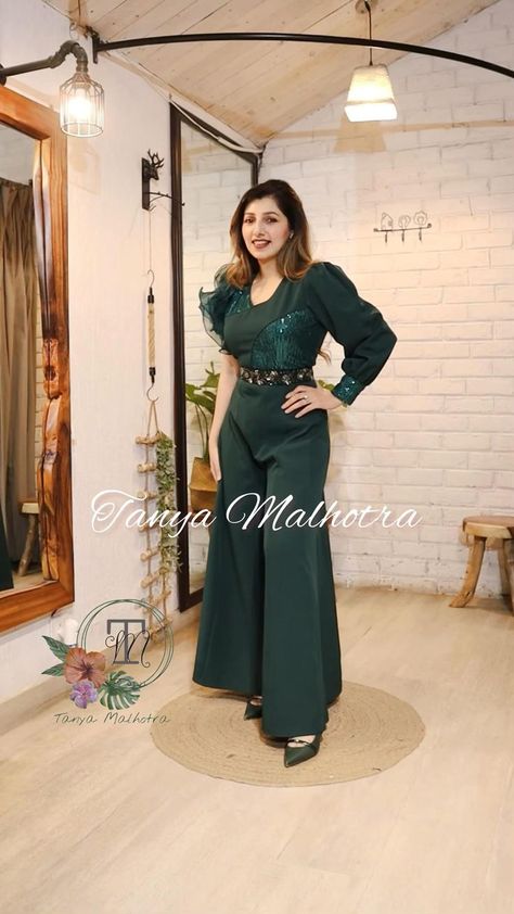 Formal jumpsuit | Party wear indian dresses, Designer party wear dresses, Stylish dresses for girls Party Wear Indian Dresses Designer, Western Dresses For Girl, Dresses Fancy, Formal Jumpsuit, Stylish Short Dresses, Fancy Dresses Long, Indian Dresses Traditional, Sleeves Designs For Dresses, Beautiful Dress Designs