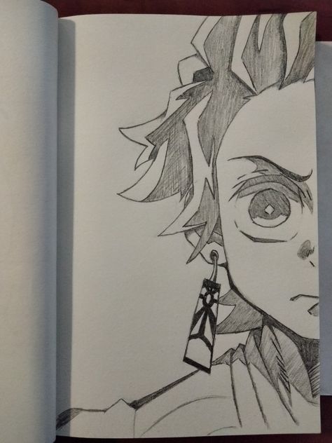 Anime Doodles Demon Slayer, Anime Character Drawing Sketches Demon Slayer, Tanjiro Half Face Drawing, Drawing Ideas Anime Demon Slayer, Tanjiro Drawing Pencil Easy, Demon Slayer Characters Sketch, Demon Slayer Art Drawing Easy, Tanjiro Art Drawing, Dragon Slayer Drawing