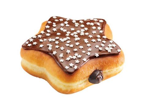 Star-shaped Black Cocoa Donut from Dunkin Donuts- yummy :) Choco Biscuit, Donut Filling, Star Donuts, Black Cocoa, Food Png, Delicious Brownies, Star Food, Brownie Batter, Digital Sticker