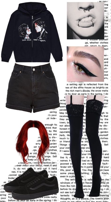 My Chemical Romance Outfits, Goth Red Hair, Emo Polyvore, What Is Fashion, Outfits Polyvore, Emo Grunge, Grunge Goth, Female Character, My Chemical