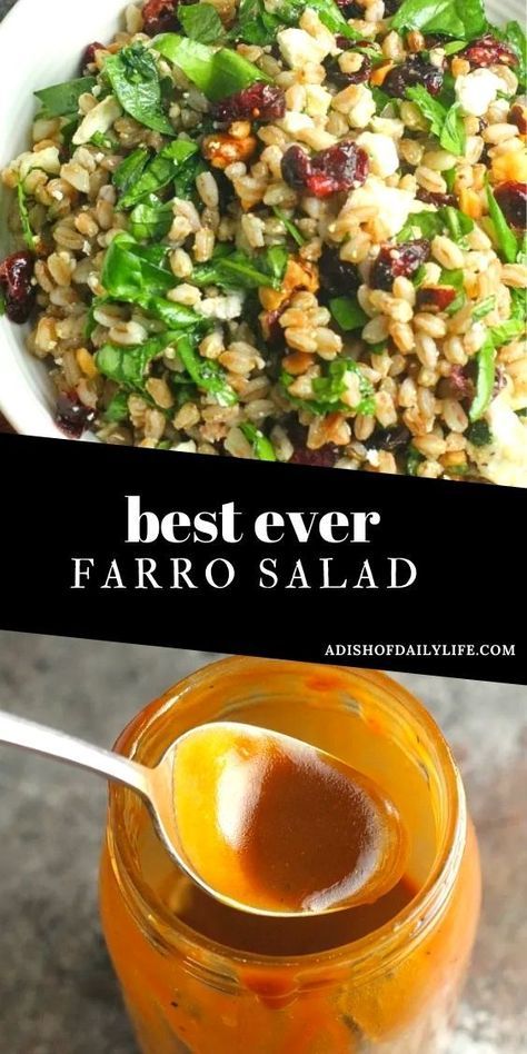 Farro Salad Recipes, Salad With Spinach, Farro Recipes, Farro Salad, Grain Salad, Balsamic Dressing, Eat Salad, Mediterranean Diet Recipes, Salad Dressing Recipes