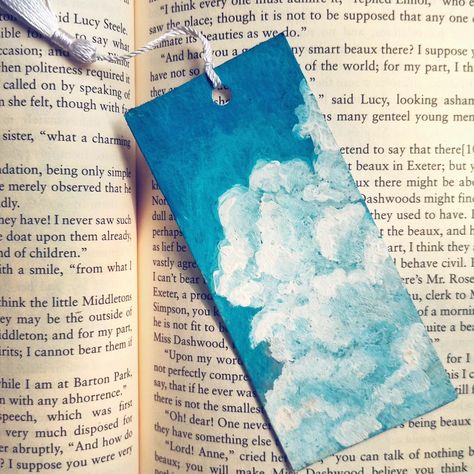 Do you use bookmarks? ☁️Whispering Clouds Bookmark☁️ Acrylic on 350 gsm paper #bookmarksforsale #smallbusiness #bookmarks Bookmark Acrylic, Gsm Paper