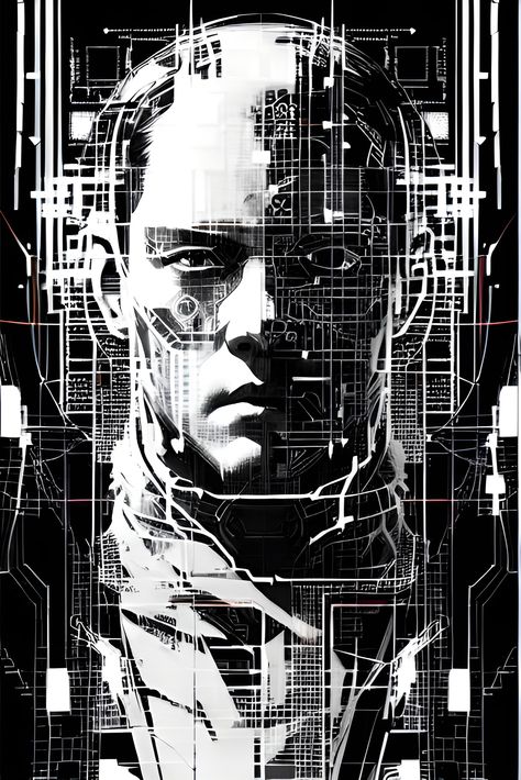 Punk Aesthetic, Punk Art, Cyberpunk Character, Glitch Art, Drawing Projects, Cyberpunk Art, Black And White Photography, Cyberpunk, Poster Art