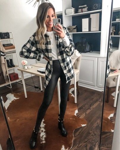 Obsessed with this men’s buffalo check flannel! Wearing a small. Paired it with the perfect layering long sleeve shirt and spanx faux leather leggings. I also found a dupe of my Gucci combat boots for only $130 #fallfashion #falloutfits #gucciboots #combatboots #buffalocheck #fallflannel Combat Boot Outfit, Outfit Botas, Gucci Boots, Chicago Fashion, Flannel Outfits, Fall Denim, My Outfit, Clothing Websites, Cute Fall Outfits