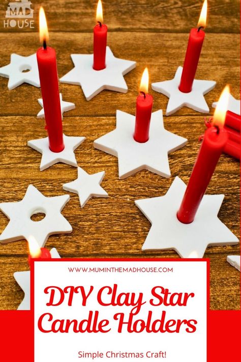 Make beautiful clay star candle holders for a cozy holiday touch! This easy DIY project is perfect for adding handmade charm to your Christmas decor.  #ClayCandleHolders #DIYChristmasDecor #StarCrafts #HolidayDecor #HandmadeChristmas Clay Advent Wreath, Christmas Family Crafts, Christmas Candle Holders Diy, Christmas Craft Activities, Candle Holders Diy, Clay Star, Clay Candle Holders, Star Candle Holder, Advent Activities