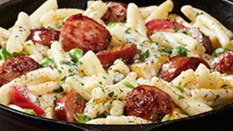 Hillshire Farm Sausage Recipes, Sausage Alfredo Pasta, Cajun Pasta Recipes, Sausage And Pasta, Cajun Sausage Pasta, Sausage Alfredo, Sausage Penne, Sausage Skillet, Smoked Sausage Recipes