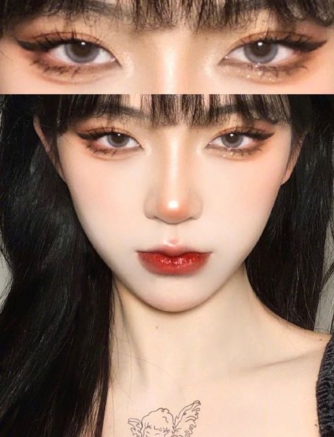 Light Cute Makeup Looks, Maquillaje Korean Style, Korean Makeup Eyes, Eyeshadow Creative, Douyin Makeup Look, Eye Makeup Korean, Photoshoot Ideas Model, Creative Eyeliner, Makeup Asia