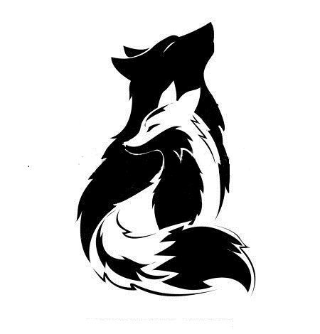 Kitsune Silhouette, Fox And Wolf Tattoo, Wolf Fox Tattoo, Wolf Silhouette Tattoo, Fox Stencil, Fox Tattoo Ideas, Fox And Wolf, Silhouette Animals, Wolf Tattoo Ideas