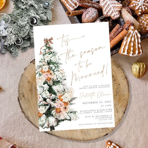 Christmas Bridal Shower Invitation, floral Bridal Shower Invitation, Tis the Season to Be Married Invitation, Boho Christmas bridal shower Christmas Wedding Shower Invitations, Christmas Bridal Shower Ideas, Christmas Bridal Shower Invitations, Christmas Bridal Shower, Self Editing, Christmas Bridal Showers, Winter Bridal Showers, Mary's Bridal, Wedding Shower Invitations