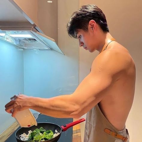 I Have No Words, Man Cooking, Music Video Song, Aprons For Men, Muscular Men, Speech Bubble, No Words, Teenage Boys, Shirtless Men