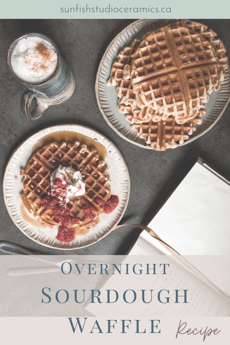 Overnight Sourdough Waffle Recipe. A great, easy way to use up sourdough discard! Overnight Sourdough Waffles, Sourdough Waffle Recipe, Sourdough Waffles, Overnight Sourdough, Fancy Breakfast, Waffle Recipe, Sourdough Discard, Savory Breakfast, Waffle Recipes