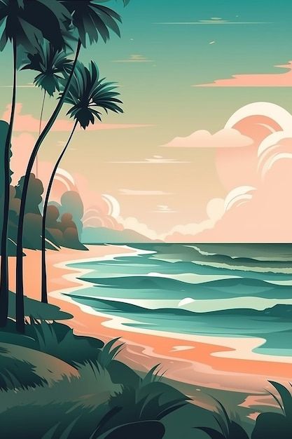 Fonds D'écran De Plage Parfaits Pour Les... | Premium Photo #Freepik #photo #littoral #plage-illustration #rivage #illustrations Alexandra Martin, Piha Beach, Beach Illustration, Digital Drawings, Design Graphique, Scrapbook Albums, Premium Photo, Iphone X, Madagascar