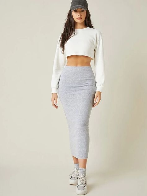 Black Friday 2020 | Solid High Waist Skirt | SHEIN USA Long Pencil Skirt Outfits, Long Bodycon Skirt, Long Tight Skirt, Pencil Skirt Outfits Casual, Pencil Skirt Diy, Bodycon Skirt Outfit, Bodycon Maxi Skirt, Pencil Skirt Fashion, Shein Basics