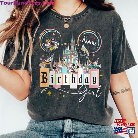 Disneyworld Birthday Shirt, Birthday Disney Shirts, Yasmin Disney, Sweet 16 Shirts, Family Disney Shirts Matching, Post Prom, Disney Birthday Shirt, Disney Illustration, Disney Trip Shirts