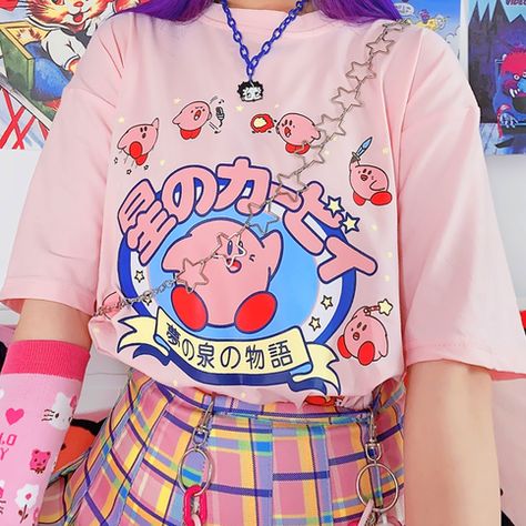 KIRBY TEE sold by Foreveronline on Storenvy Kawaii Pastel T-shirts, Kawaii Top Plus Size, Outfit Oc, Kawaii Kirby, Harajuku Style, Korea Style, Kawaii Fashion Outfits, Korea Fashion, Kawaii Clothes