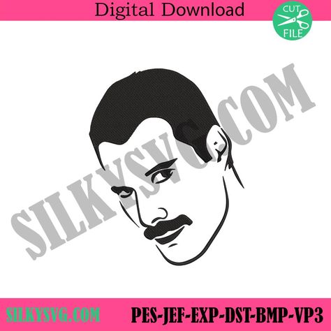 Freddie Mercury Clipart Machine Embroidery Digital Design File, Freddie Portrait Embroidery Design Download, Freddie Mercury Embroidery Instant Download File, https://silkysvg.com/product/freddie-mercury-clipart-machine-embroidery-digital-design-file-freddie-portrait-embroidery-design-download-freddie-mercury-embroidery-instant-download-file-th04072024br70/, 3.8 Check more at... Portrait Embroidery, Embroidery Design Download, Trending Svg, Freddie Mercury, Logo Embroidery, Embroidery Files, Embroidery Logo, Download File, Embroidery Design