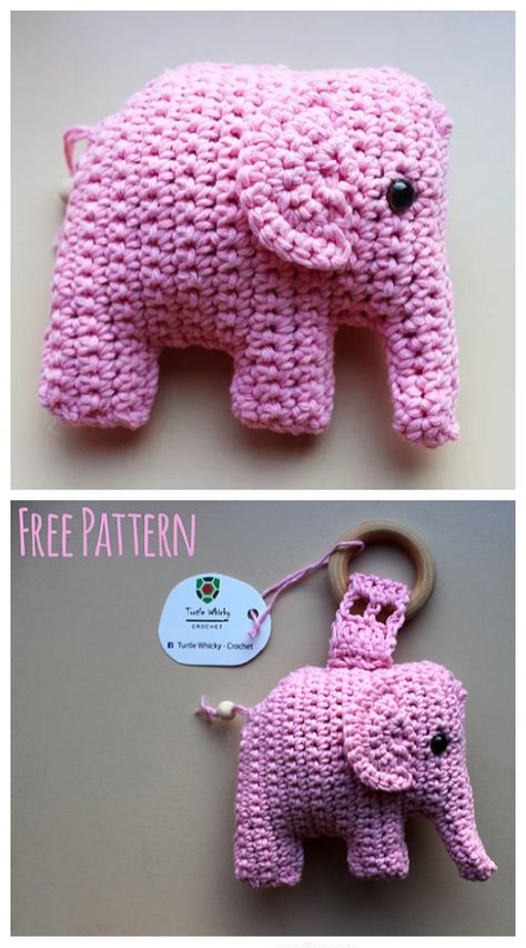 Crochet Little Elephant Amigurumi Free Patterns -Video Elephant Amigurumi Free Pattern, Crocheted Elephant, Crochet Elephant Pattern, Easy Crochet Projects, Crochet Elephant, Haken Baby, Crochet Toy, Amigurumi Free, Crochet Toys Patterns