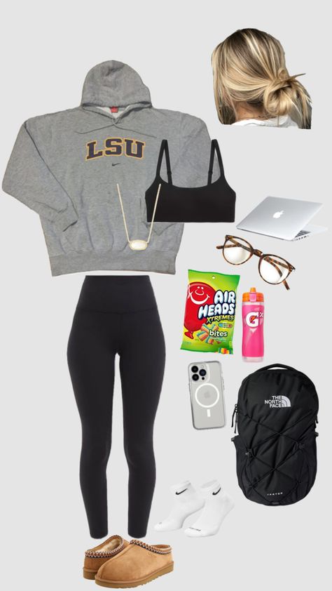 Comfy Outfits For State Testing, School Testing Outfits, First Day Of School Outfit Leggings, Leggings Outfit Layout, Cute Outfits For Cold Days, 66 Degree Weather Outfit, Winter Running Outfits, Cute Outfit Combos, Warm School Outfits