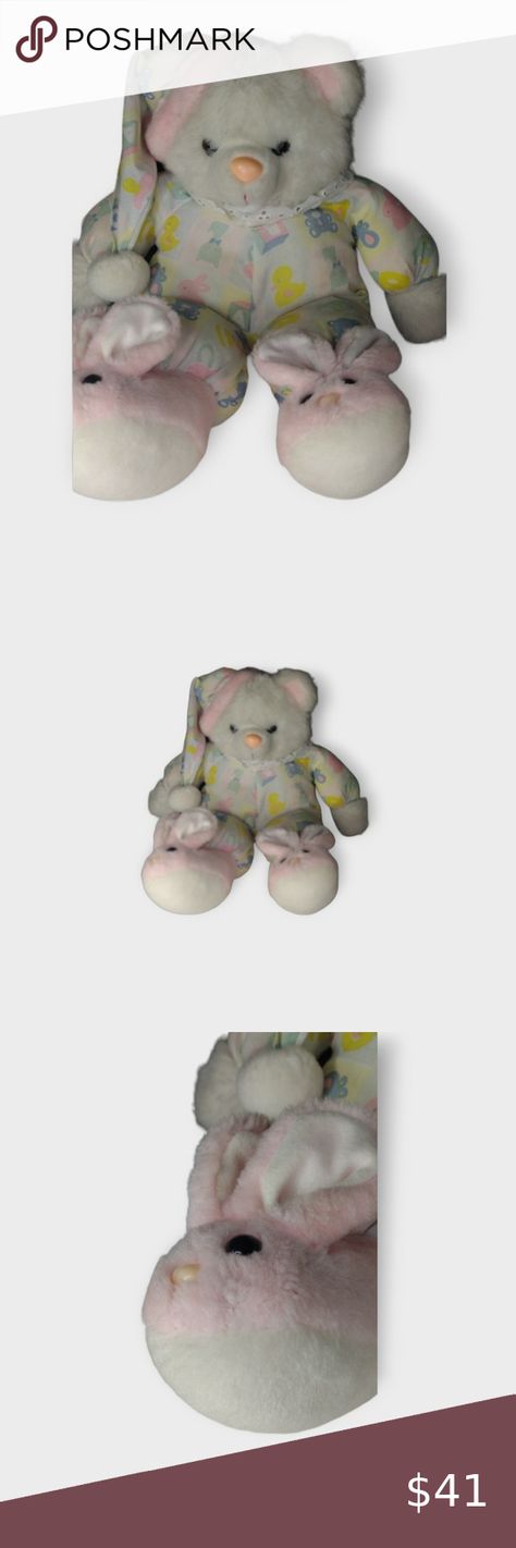 Pastel Teddy Bear ABC Blocks Stuffed Animal Plush Pink Bunny Slippers Vintage Pastel Teddy Bear, Abc Blocks, Bunny Slippers, Pink Bunny, Don't Be Afraid, Be Afraid, Stuffed Animal, Abc, Teddy Bear