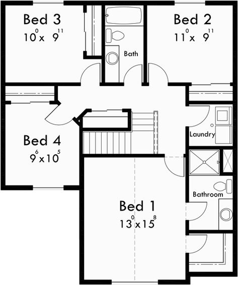 Affordable 2 Story House Plan Has 4 Bedrooms And 2.5 Bathrooms L Shaped Floor Plans, Wide House Plans, Wide House, House Measurements, 2 Story House, Modern Bungalow House Design, House View, Narrow House Plans, House Plan With Loft