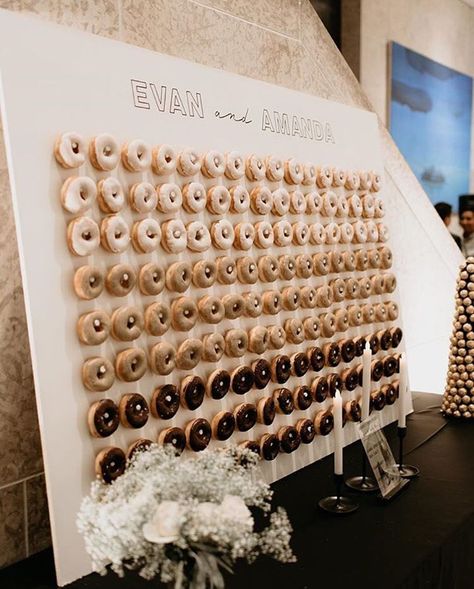 Taupe And Greenery Wedding, Taupe Wedding Colors, Diy Wedding Bar, Dessert Display Wedding, Taupe Wedding, Romantic Beach Wedding, Wedding Donuts, Fall Neutrals, Donut Wall