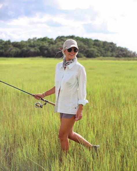 Wide Front Porch, Fishing Woman, Fishing Outfit, Pretty Tan, Custom Range Hood, Summer Fishing, Blowing In The Wind, Fall Attire, Going Fishing