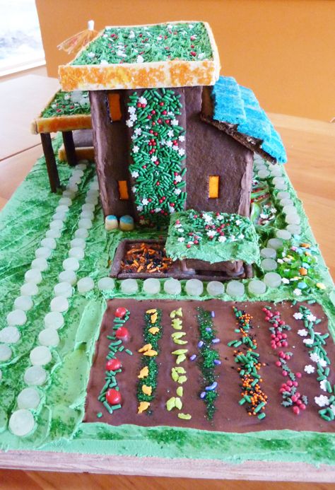 garden Gingerbread House Designs, Green Roofs, House Yard, Gingerbread Houses, House Garden, Fairy Gardens, House Tour, Plant Wall, Chicken Coop