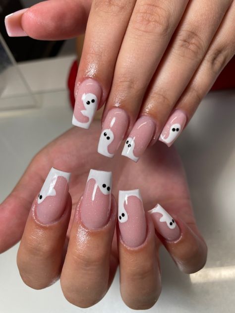 Ghost Fall Nails Halloween Nail Art Halloween, Fall Acrylic, Holloween Nails, Halloween Acrylic, Halloween Acrylic Nails, Cute Halloween Nails, Work Nails, Nagel Tips, Fall Acrylic Nails