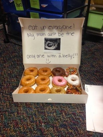 Donut Baby Announcement, How To Announce Pregnancy To Coworkers, How To Tell Coworkers About Pregnancy, Pregnancy Announcement Coworkers, Telling Coworkers Your Pregnant, Pregnancy Announcement To Coworkers, Coworker Pregnancy Announcement, Easter Pregnancy Announcement To Family, Donut Pregnancy Announcement