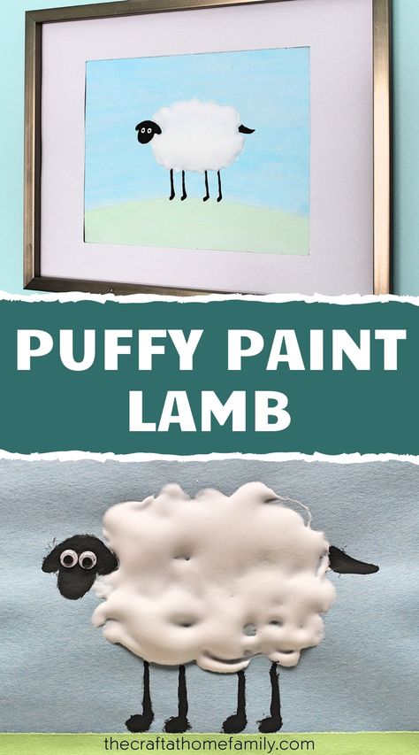 Puffy Paint Farm Animals, Lamb Art For Kids, Preschool Sheep Craft, Sheep Art For Kids, Toddler Farm Art, Sheep Crafts For Kids, Diy Nursery Wall Decor, Diy Nursery Wall, Homemade Puffy Paint