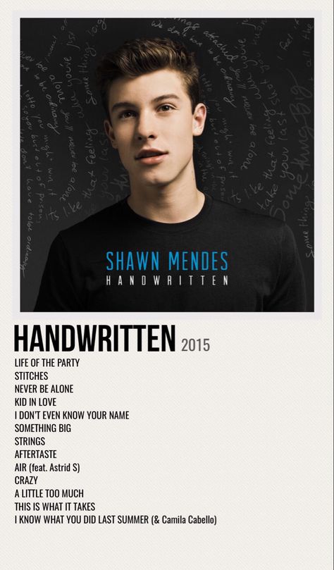 Handwritten Shawn Mendes, Shawn Mendes Album, Shawn Mendes Songs, Astrid S, Kids In Love, Music Poster Ideas, Know Your Name, Minimal Poster, Boy Meets World