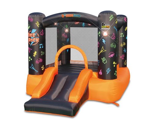 Does your child want to be the next big pop star? Get them the next best thing- an exciting, bouncy stage that could fit right in their backyard! The kid rock bounce house will be an instant hit with its spacious jumping area and slide that’s perfect for indoor and outdoor use. This bounce house also comes with interactive, pressure-sending pads that will play music and flash lights, encouraging your children to get active! Bounceland 108-in Vinyl Bounce House | 8003 Indoor Bounce House, Bounce House With Slide, Flash Lights, Big Pops, Inflatable Bounce House, Parenting Knowledge, Get Active, Bouncy Castle, Play Equipment