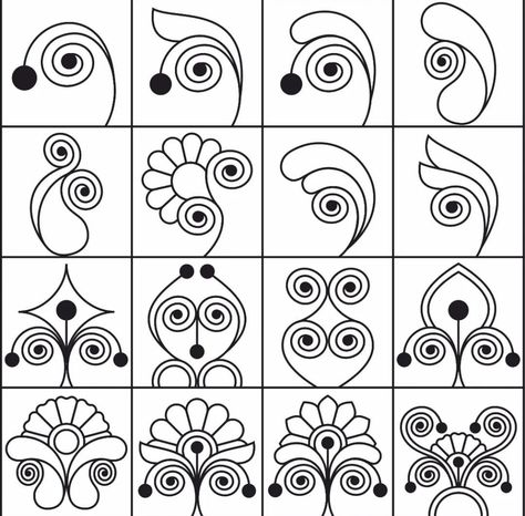 Stylised Motifs Drawing, Pattern Practice, Pen Art Work, Doodle Art Flowers, Tracing Sheets, Easy Mandala Drawing, Colouring Sheets, Zentangle Artwork, Creation Art