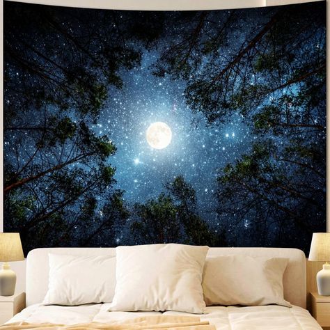 PRICES MAY VARY. 【Unique Design】The forest starry sky tapestry allows you to feel the grandeur of nature. Standing in the forest and gazing up at the brilliant starry sky, you can immerse yourself in the starry sky and enjoy tranquility and beauty to the fullest 【HD Printing】The space forest tapestry adopts automatic high-definition printing technology, which divides the image into pixels through computer analysis, perfectly presenting the vastness of the starry sky, dazzling aurora, and dense f Tapestry Bedroom Aesthetic, Forest Room Decor, Forest Galaxy, Cottage Goth, Dorm Living Room Decor, Tapestry Living Room, Forest Room, Tapestry For Bedroom, Space Tapestry