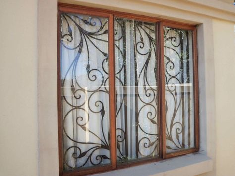 Fancy burglar bars Security Windows, Window Security Bars, Apartment Window, Iron Window Grill, Grill Designs, Modern Window Grill, Home Window Grill Design, Burglar Bars, Window Grill Design Modern