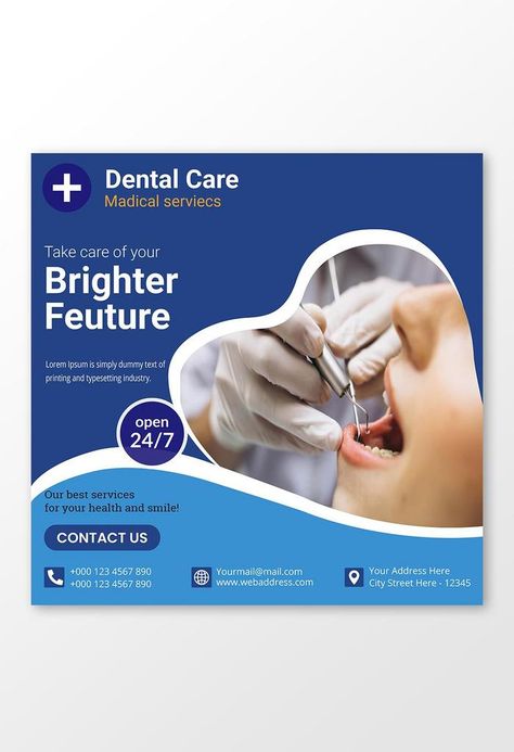 Dentist Social Media Design, Dental Clinic Poster, Dental Post, Dentist Social Media, Dental Social Media, Dental Posts, Dental Posters, Social Media Poster, Free Medical