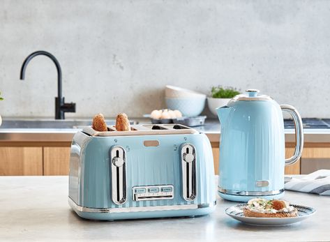 kmart colourful kettles and toasters on tlc interiors Purple Toaster, Alessi Kettle, Blue Toaster, Pink Toaster, Red Toaster, Toaster And Kettle, Black Toaster, Kmart Home, 4 Slice Toaster