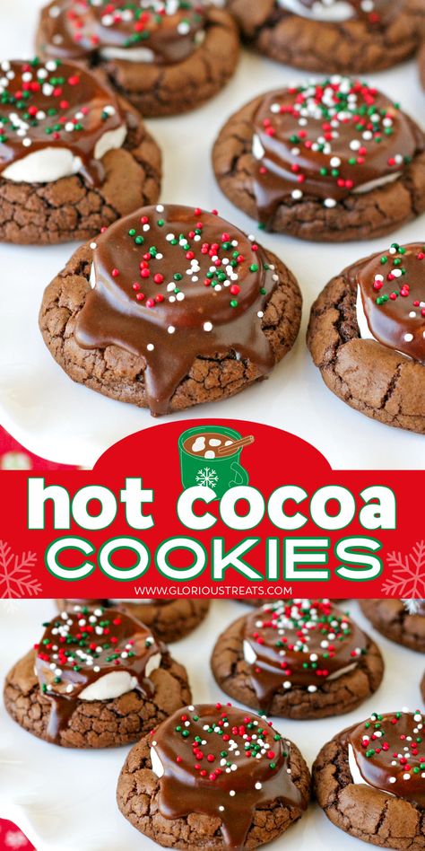 Christmas Cookie Recipes Holiday, Easy Cookie Recipe, Hot Cocoa Cookies, Xmas Desserts, Christmas Desserts Easy, Christmas Baking Recipes, Cocoa Cookies, Christmas Food Desserts, Christmas Snacks