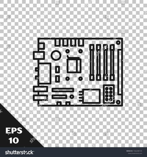 Black line Electronic computer components motherboard digital chip integrated science icon isolated on transparent background. Circuit board. Vector Illustration #Ad , #Sponsored, #digital#motherboard#integrated#chip Circuit Board Drawing, Motherboard Drawing, Circuit Drawing, Electronic Circuit Board, Anime Face Drawing, Digital Art Software, Computer Cpu, Computer Drawing, Science Icons