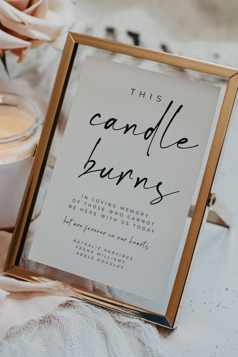 This Candle Burns in Loving Memory Sign Template, Memory Table Sign, Memorial Printable, Forever in Our Heart ALFREDA - Etsy Wedding Ideas Memorial Table, This Candle Burns In Loving Memory Sign, In Memoriam Wedding Ideas, Reserved Seating Wedding In Memory, This Candle Burns In Loving Memory, Cute Wedding Ideas Creative Unique, In Memory Wedding Ideas, In Memory Of Wedding Ideas, Mob Wedding