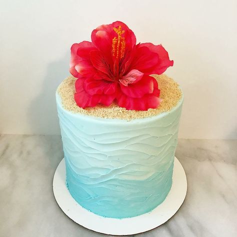 Hawaiian Birthday Cakes, Tropical Birthday Cake, Summer Birthday Cake, Beach Birthday Cake, Hawaiian Cake, Beach Themed Cakes, Luau Birthday Party, Hawaiian Birthday Party, Beach Cakes