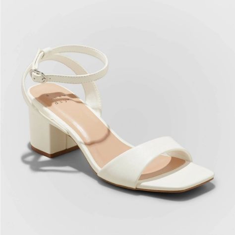 A New Day Shoes A New Day Sonora Heels Color: White Hoco Heels, Homecoming Shoes, White Block Heels, Staple Shoes, Dr Shoes, Expensive Shoes, Short Heels, Block Heel Shoes, White Heels